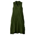 thumbnail image 5 of Rvasteizo Womens Sleeveless V Neck Dress Solid Color Linen Turndown Collar Long Dress, 5 of 5