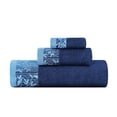 thumbnail image 2 of Superior Wisteria Floral Cotton 3 Piece Assorted Towel Set, Navy Blue, 2 of 8