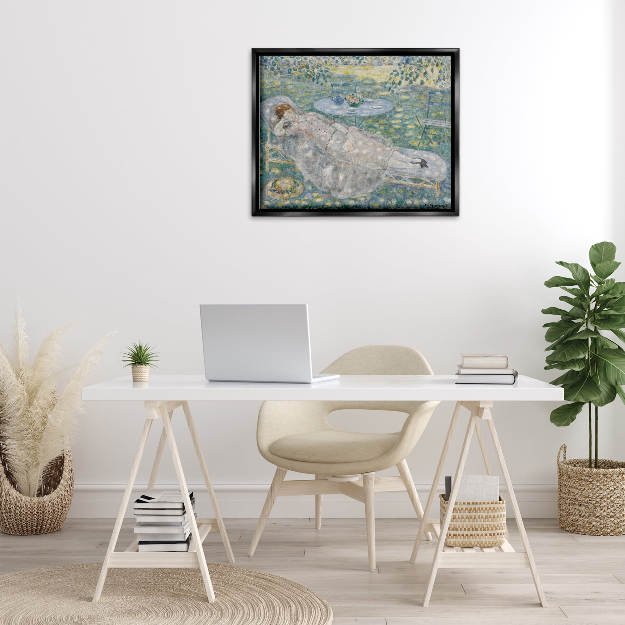 Stupell Industries Classical Frieseke Portrait Landscape & Nature Painting Black Floater Framed Canvas Art Print Wall Art, 31 x 25