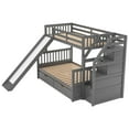Euroco Wood Twin over Full Bunk Bed with 2 Drawers and Slide, Storage