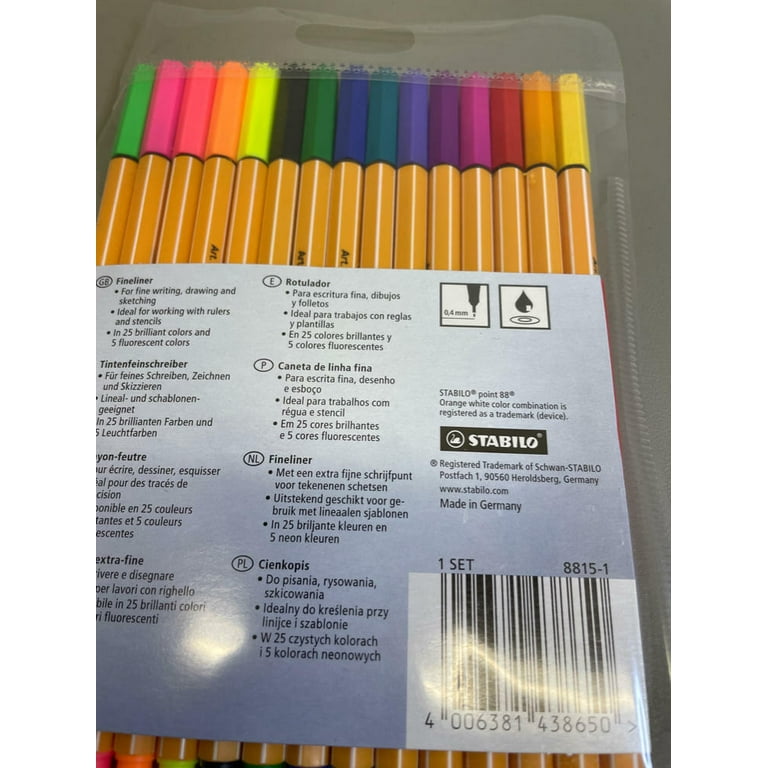 Stabilo Point 88 Fineliner Pens Assorted Colours Technical Drawing - Pack  15