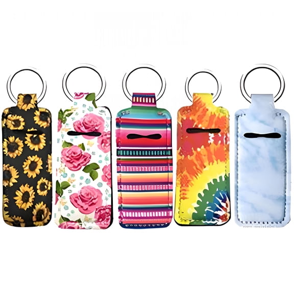 CCOCC 5Pcs Chapstick Holder Key Chain,Hangs on Keychain Chapstick Holder,Hangs on Bag Lip Balm Holder,Color Mixing
