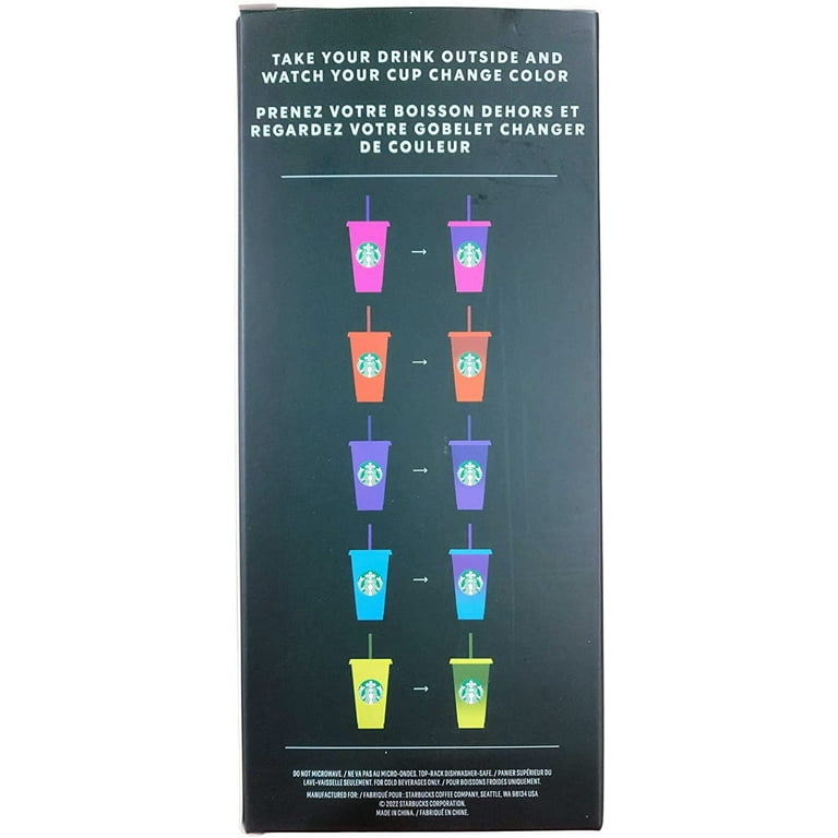 Starbucks Summer 2022 Color Change Venti Cold Cups with Straws (24oz, Pack  of 5)
