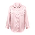 thumbnail image 7 of Women's Classic Fit Satin Shirt, Solid Color Long Sleeve Collared Blouse, Elegant Office Work Tops and Casual Wear Shirt for Women Pink M, 7 of 7