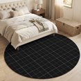 thumbnail image 4 of Small Round Rug 3Ft, Black Plaid Grid Non-Slip Washable Circle Rugs Carpet, Modern Abstract Dark Checkered Indoor Outdoor Rug Floor Mats Throw Runner for Bedroom Living Room Bathroom, 4 of 8