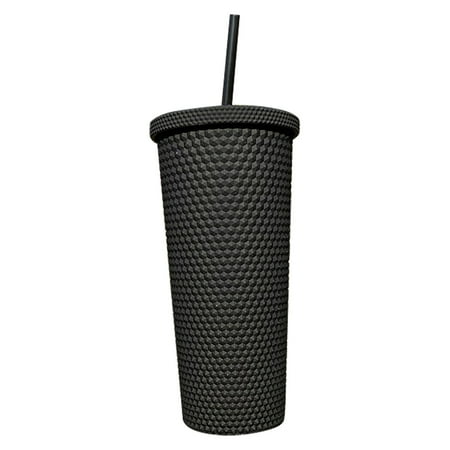 

Bluelans 710ml Water Bottle Honeycomb Wide Application with Lid Straw Double-layer Textured Drink Bottle for Travel