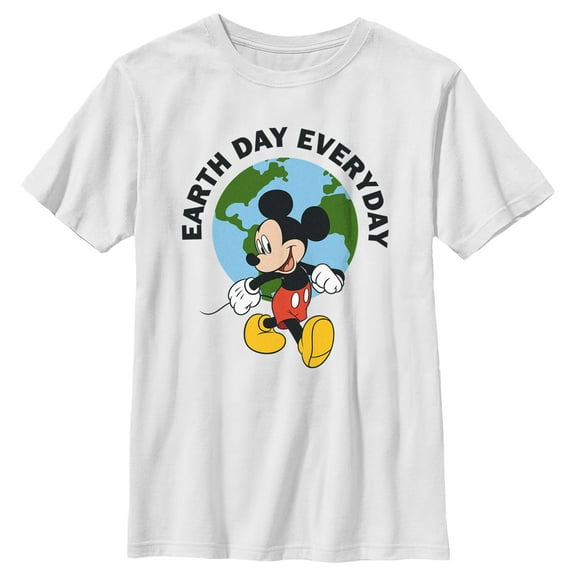 Boy's Mickey & Friends Earth Day Everyday  Graphic Tee White Small