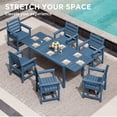 thumbnail image 3 of SERWALL 7-Piece Outdoor Dining Set with Expandable Patio Dining Table and 6 Chairs, 60–83 Inch All-Weather HDPE Patio Furniture Sets for Backyard, Garden, Deck, Poolside - Blue, 3 of 7