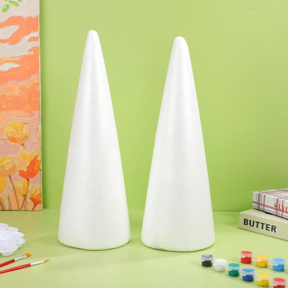 FRCOLOR 2Pcs White Craft Cone for DIY Projects and Decorative Items All Ages