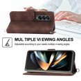 thumbnail image 2 of Jiahe Cover for Samsung Galaxy Z Fold 4, Wallet Case with Card Holder,Embossde Flower Flip Leather Magnetic Shockproof Card Slots Stand with Shoulder Strap Full Body Cover Case, brown, 2 of 8