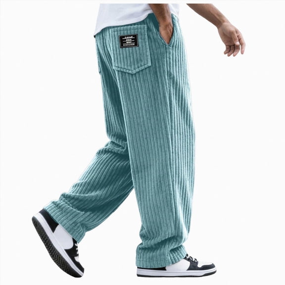 NIEWTR Men's Casual Pants Solid Color Widened Corduroy Back Pocket Label Casual Pants Fall Winter Active Athletic Workout Pants for Men