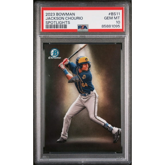 Graded 2023 Topps Bowman Jackson Chourio #BS11 Spotlights Rookie RC Baseball Card PSA 10 Gem Mint