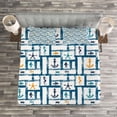 thumbnail image 3 of Ambesonne Ocean Quilted Bedspread Set 3 Pcs, Starfish Anchor Seahorse, Queen Size, Petrol Blue Marigold, 3 of 3