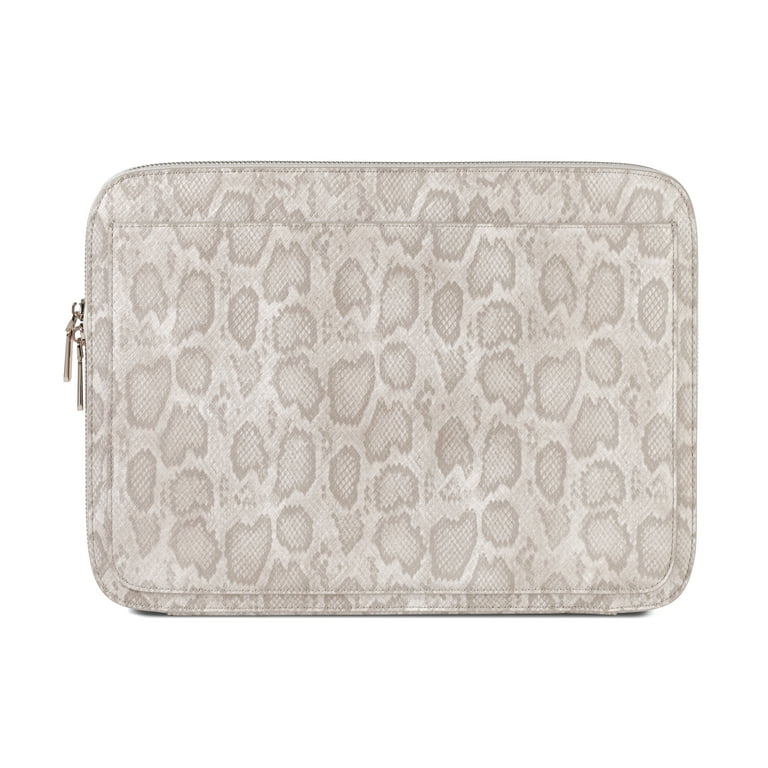 Daisy Rose Protective Laptop Sleeve Case for 13 Inch Laptop with Slip Pocket Luxury PU Vegan Leather Shock Absorbant Hard Case for Work and School Cream Snake Walmart