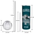 thumbnail image 3 of 20oz Football Philadelphia Stainless Steel Tumbler with Lid and Straw for Football Fans Gifts Football Skinny Travel Mug Tumbler Cup for Men Women Keeps Drinks Cold & Hot, 3 of 6