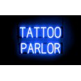 thumbnail image 1 of SpellBrite TATTOO PARLOR LED Sign for Business. 24.1" x 15.0" Blue TATTOO PARLOR Sign Has Neon Sign Look With Energy Efficient LED Light Source. Visible from 500+ Feet, 8 Animation Settings., 1 of 4