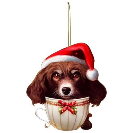 

Guoxxzi Christmas Decorations Clearance Christmas Dog Pendant Acrylic Flat Decoration Car Decoration New Cup Pet Dog Christmas