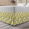 thumbnail image 1 of Lemons Bed Skirt, Modern Repetitive of Doodle Style Citrus Slices in Circles, Elastic Bedskirt Dust Ruffle Wrap Around for Bedding Decor, 4 Sizes, Mustard Charcoal Grey, by Ambesonne, 1 of 2