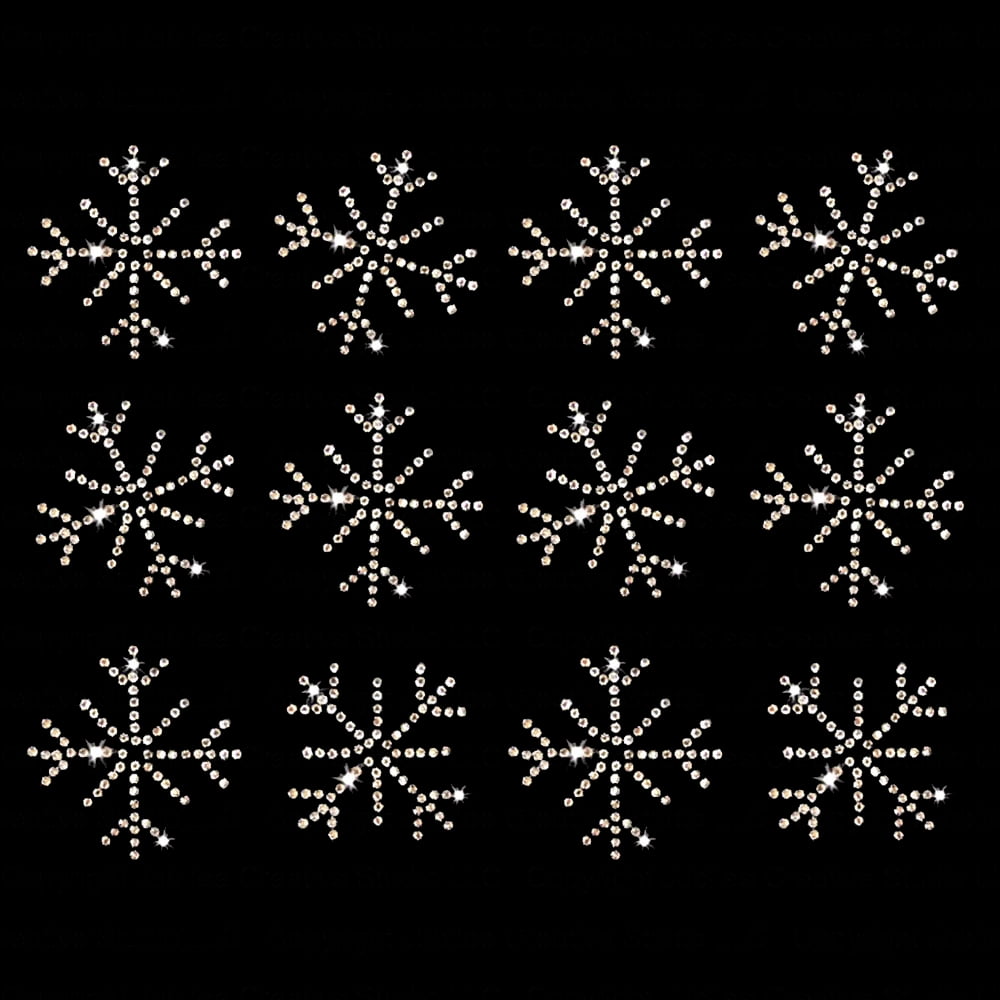 Set of 12 Snowflake Clear Glass Iron-On Rhinestone Transfer by JCS Rhinestones