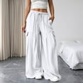 thumbnail image 2 of Edvintorg Lounge Pants Women with Pockets Flowy Lightweight Elastic Waisted Loose Cascual Wide Leg Trouser with Pockets Womens Clothes White S, 2 of 8