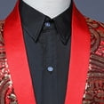 thumbnail image 4 of QSAWXQZ Men's Sequin Tuxedo Jacket Paisley Floral Shawl Long Sleeve Lapel V Neck Button Blazer for Prom Wedding Red 3XL, 4 of 8