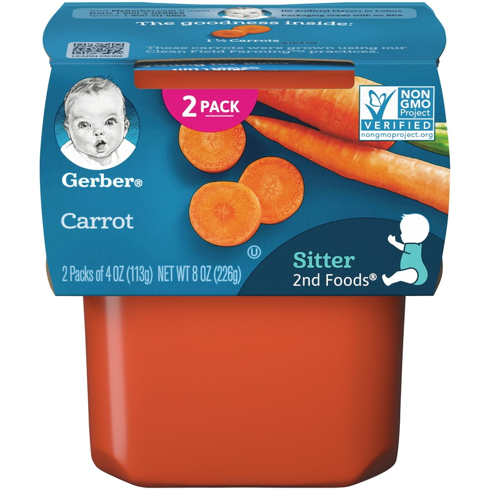 (2 Pack) Gerber Stage 2, Carrot Baby Food, 1 Tub - Walmart ...