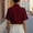 Wine, variant on LEKODE Women Stand Split Collar Short Sleeve Blouse, Elegant Solid Color Work Office Casual Dress Shirt Top Basic Tees Boho Summer Tops Beige L
