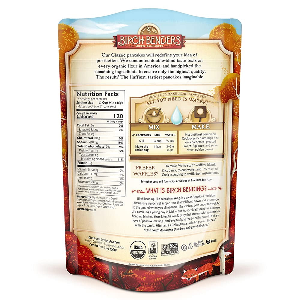 Birch Benders Organic Pancake & Waffle Mix Classic Recipe 16 oz Pack of 4