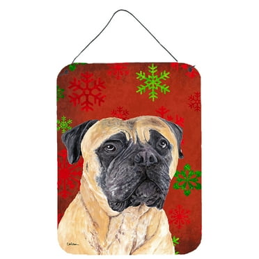 Carolines Treasures SC9425DS1216 Mastiff Red and Green Snowflakes Holiday Christmas Wall or Door Hanging Prints 12WX16H