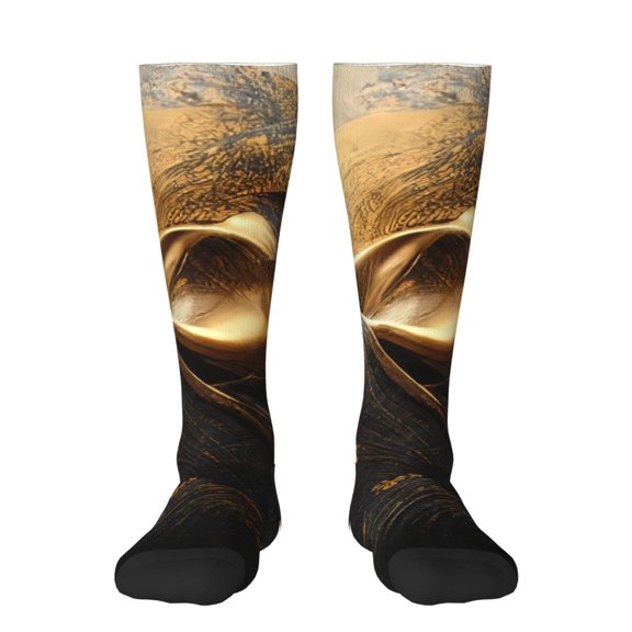 Hirioo Luxurious Gold Flow for Adult Stockings Breathable Sock Non-Pilling,Contrasting Color Design