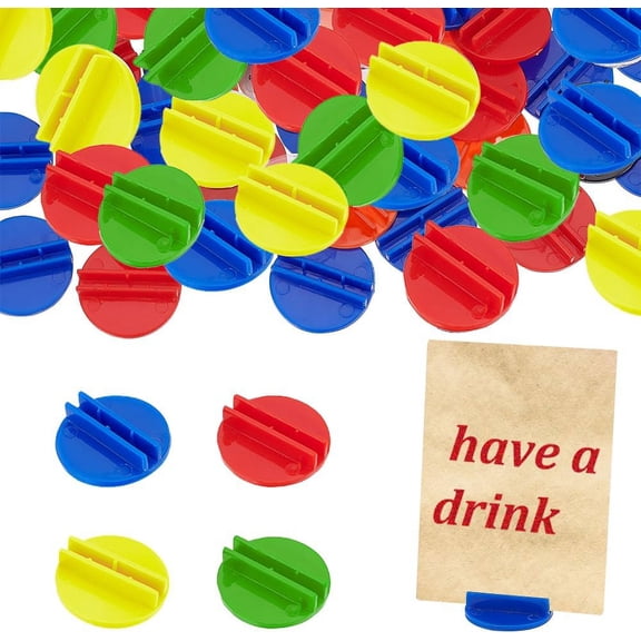 Plastic Card Holder for Card Display Flat Round Mixed Color 2x0.55cm