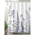 thumbnail image 2 of Fsddascl Blue Grey Floral Leaves Shower Curtain Set - 66" x 72" Washable Bathtub Curtain with 12 Hooks, Watercolor Flowers Waterproof Fabric Stall Shower Curtains for Bathroom/Bathtub Décor, 2 of 6