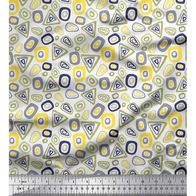 Soimoi Cotton Cambric Fabric Geometric Small Print Fabric by The Yard 42 Inch Wide