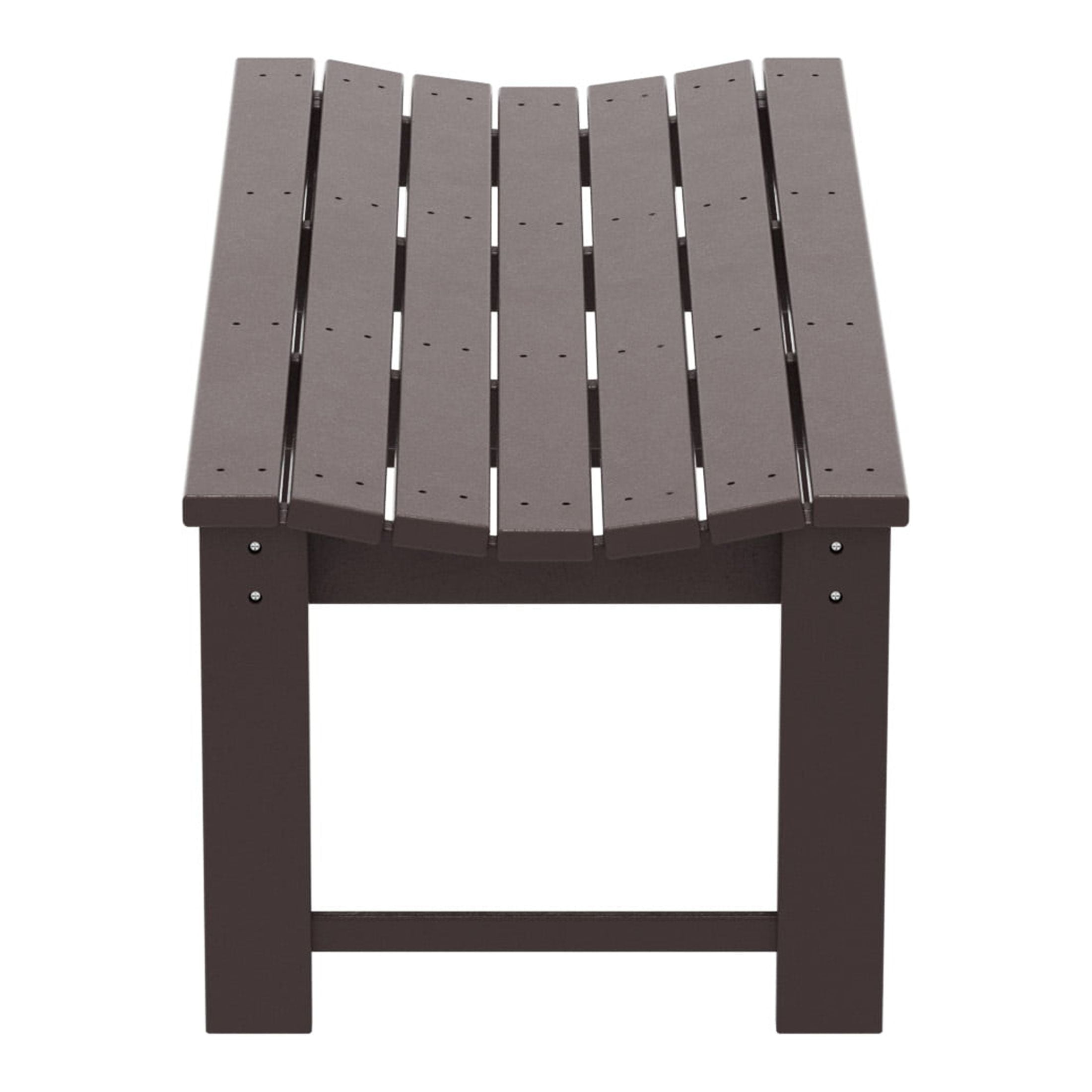 GARDEN Plastic Adirondack Backless Outdoor Bench for Patio Entryway, Dark Brown