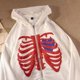thumbnail image 4 of Chaqueta con capucha y cremallera estilo cárdigan Y2K Harajuku con estampado de calaveras de diamantes de imitación para mujer de Europa y América 2021, 4 of 5