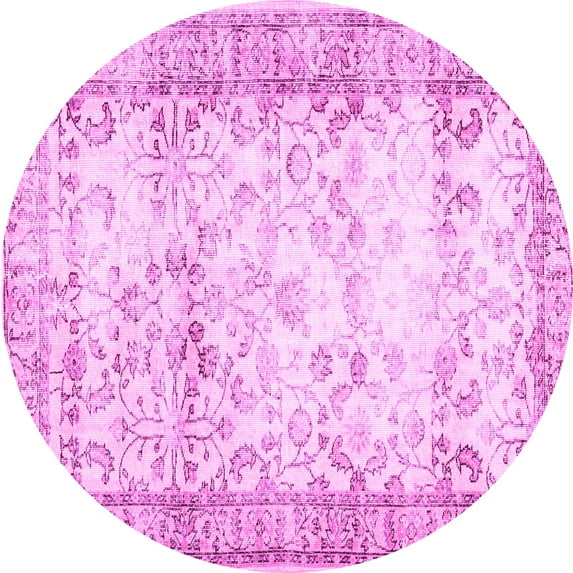 Ahgly Company Indoor Round Abstract Pink Contemporary Area Rugs, 6' Round