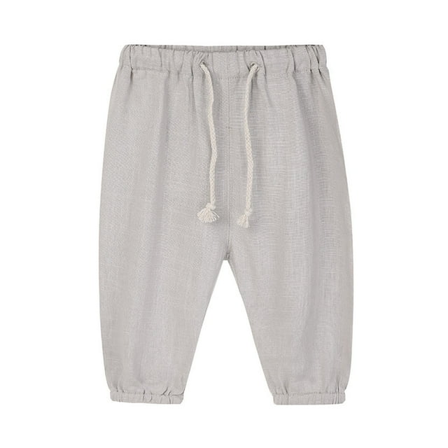 Odeerbi 1-10 Años Niños Niñas Verano Lino Pantalones Casual Elástico Cintura Transpirable Cropped Pantalones