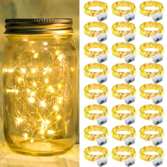 Batería Fairy Lights chzk de 7 pies, 20 LED, color blanco cálido, resistente al agua