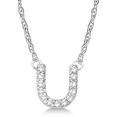 thumbnail image 1 of Collier Pendentif Initiale en Diamants Pavés Petit en Or Blanc 14 K, 1 of 1