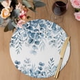 thumbnail image 3 of Blue Green Eucalyptus Leaves Round 15 Inch Placemats Set of 8, Spring Summer Botanical HeatResistant Non Slip Place Mats for Dining Table, Wipeable Braided Kitchen Table Mats for Housewarming, 3 of 9