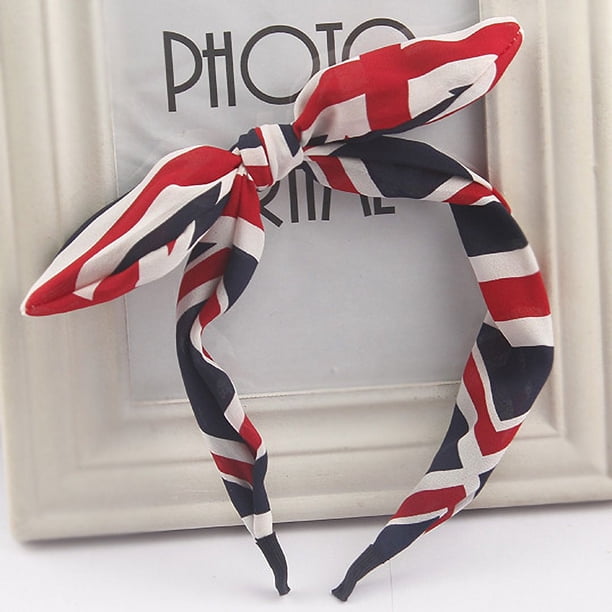 Accesorios para el cabello con tocado, diadema con orejas de conejo y diseño de bandera de arroz, diadema con lazo de lunares a la moda, aplicación de tema fresco y dulce