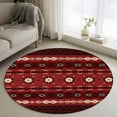 thumbnail image 2 of Red Black Boho Round Area Rugs Collection 4', Vintage Ethnic Tribe Abstract Art Retro Non Slip Indoor Circular Throw Runner Rug Floor Mat Carpet for Living Room Dining Table Bedroom Nursery, 2 of 9