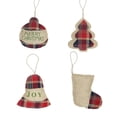 thumbnail image 2 of 4pcs Rustic Christmas Tree Ornaments Stocking Decorations Burlap Country Christmas Stocking Ball Tree Bell With Trendy Red And Green Plaid Tartan For, 2 of 5