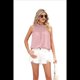 thumbnail image 3 of Camiseta Sin Mangas con Cuello con Volantes para Mujer, Rosa , Talla XL, 3 of 10