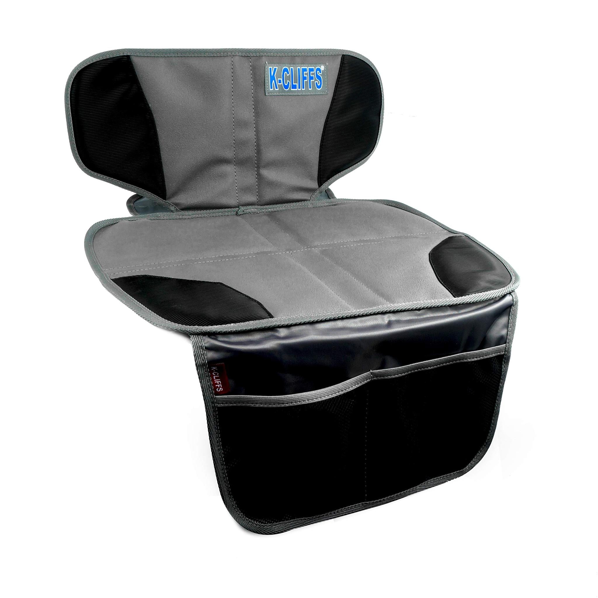 K-Cliffs Car Seat Protector Waterproof Padded Booster Automobile Seat Cover Mat With Front Pockets Gray/Black