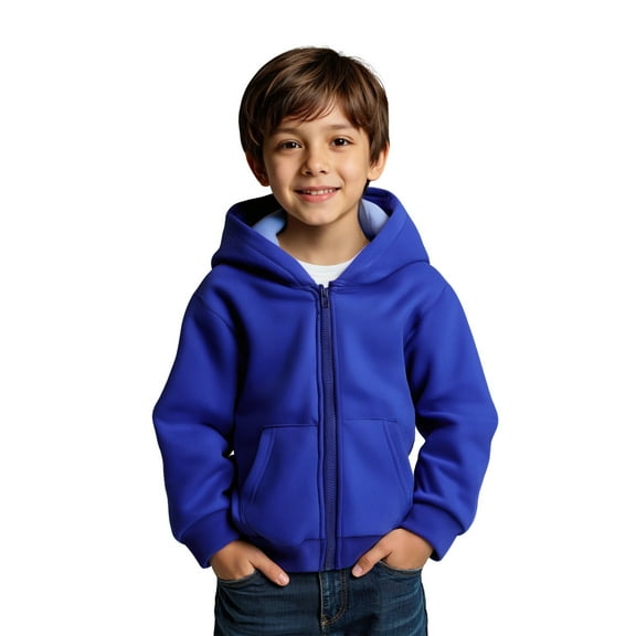 Boys Hoodies Blue Full Zipper Hooded Casual Long Sleeve Classic Hoodie Winter Clothes Girls Clothes7-8 Years Boys Girls Fashion