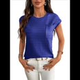 thumbnail image 1 of Suéter Informal de Cuello Redondo y Rayas con Aguja Gruesa para Mujer, Color Azul Oscuro, Talla S, 1 of 8