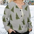 thumbnail image 2 of Christmas Sweaters For Women Funny Button Down Festive Coat Xmas Santa Christmas Tree Printed Cable Knit Pullover Grey, XXL, 2 of 7