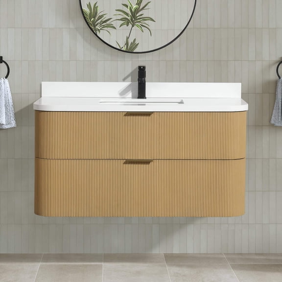 Chantal 42" Floating Bathroom Vanity Oak