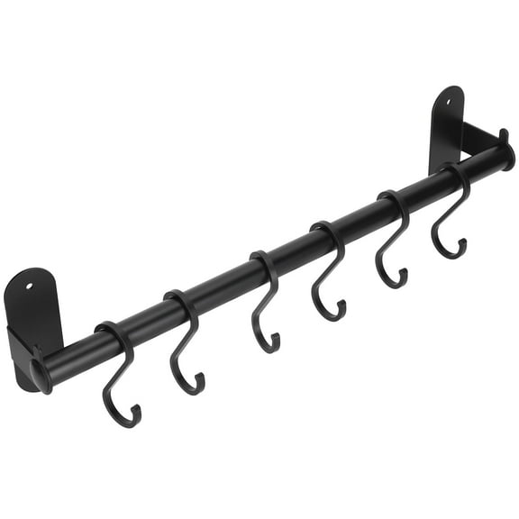 40cm Kitchen Hook Pot Rack Wall Mounted Hanging Utensil Rack with 6 Sliding Hooks for Kitchen Storage Collection Pans Cookware Towel Spoon